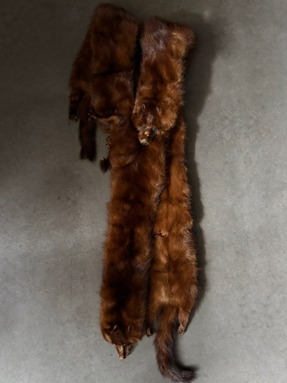 Vintage Mink Fur Stole Brown 4 Pelts Wrap Collar Full Body Classic